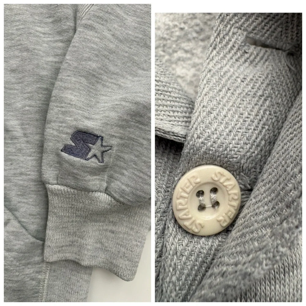Vintage 90s Starter Penn State Embroidered Hoodie Sweatshirt Grey size Medium